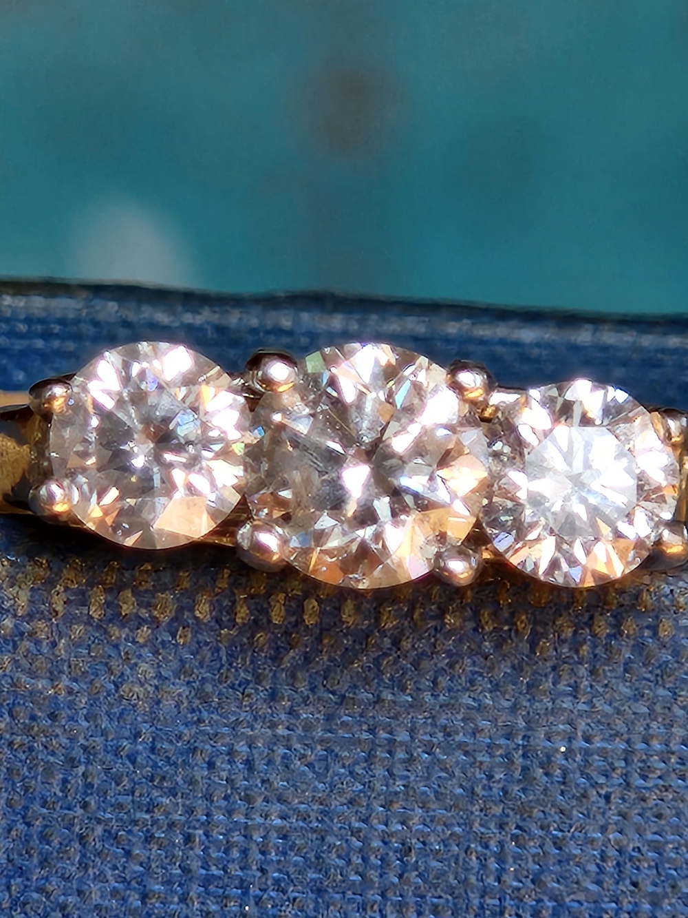 Vintage 14K & 10K Gold 1 CTW Three-Stone Natural Diamond Trilogy Ring Size 5.5